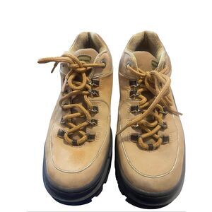 Skechers Womens Tan Brown Chunky Leather Jammers Platform Sneakers Shoes Size 9